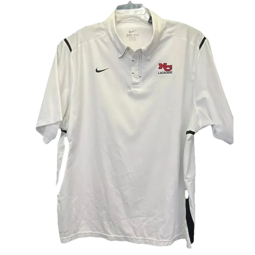 Nike‎ NC Lacrosse Mens XXL White Dri-FIT Polo Shirt NW/OTs (G30)